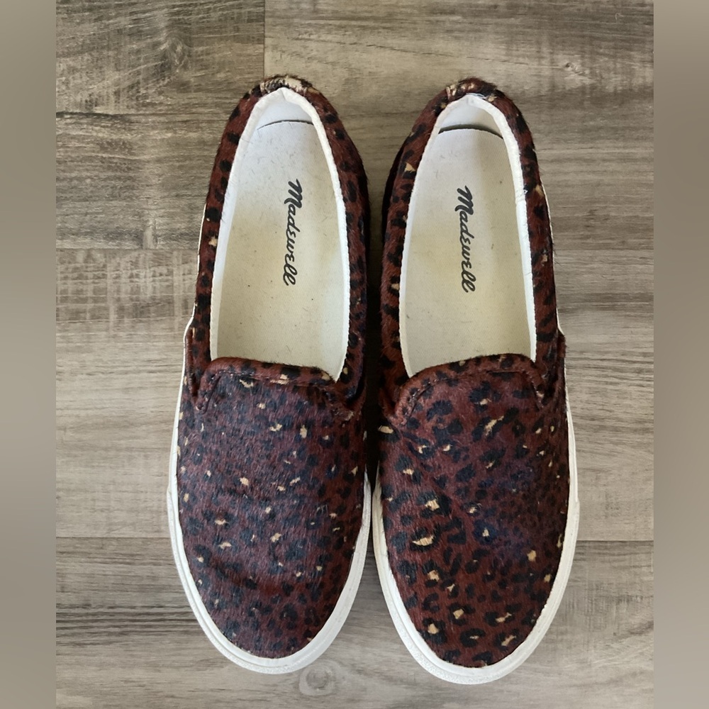 Madewell MA519 Slip On Sidewalk Sneaker Leopard Calf Hair Women size 7